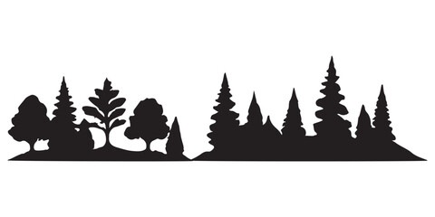 Silhouette of trees and foliage against a white background black © HIKE  Studio  1