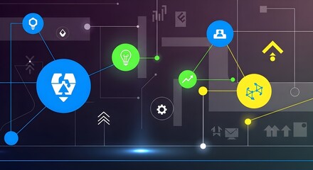 Obraz premium Dynamic network of digital connections and innovative ideas powering modern business growth and solutions