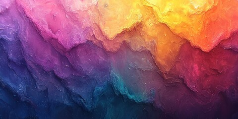 Abstract textured rainbow gradient background, waves of color flow diagonally