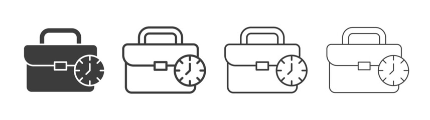 Office time icons set vectors graphic designs
