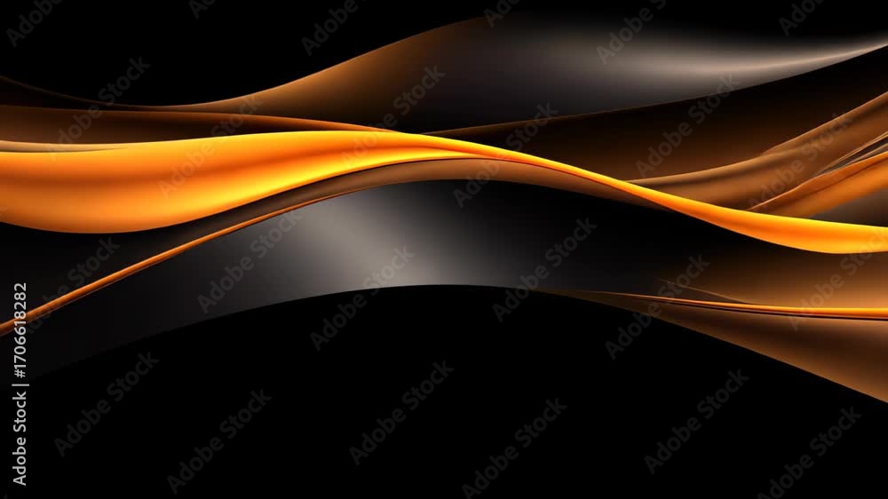 Poster golden silk flow: a mesmerizing abstract design features flowing golden and dark wave-like forms on 