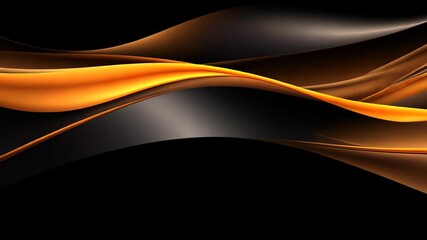 Golden Silk Flow: A mesmerizing abstract design features flowing golden and dark wave-like forms on a black expanse, exuding elegance and visual depth. 