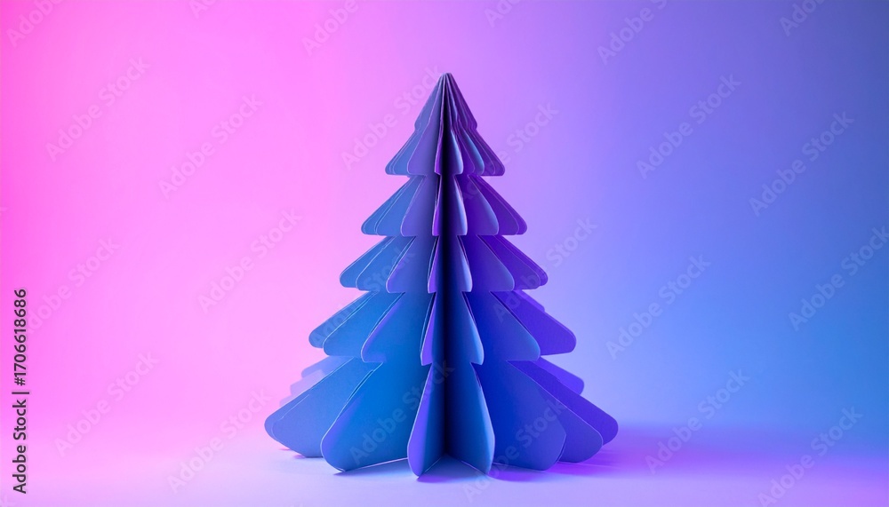Aufkleber a single stylized christmas tree stands with a gradient background. the tree is rendered in a smooth
