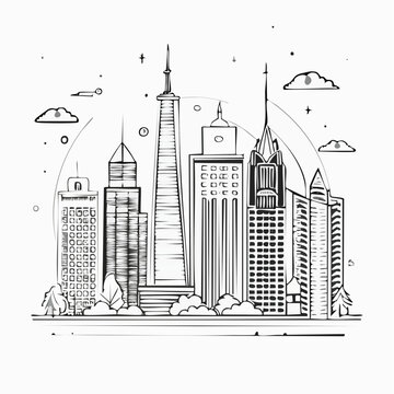 Elegant Skyr Line Art with Abstract Elements