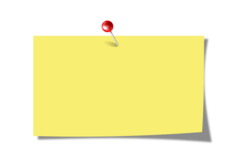 Yellow Note Paper with Push Pin on Transparent Background