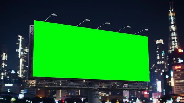 Billboard Timelapse at Night with Green Screen