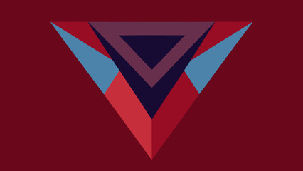 Geometric V- Shape with Layered Triangles in Red Blue and Purple Hues abstract v-shape