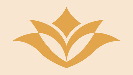 Stylized Golden Flower or Lotus Symbol on Pale Yellow Background vector illustration