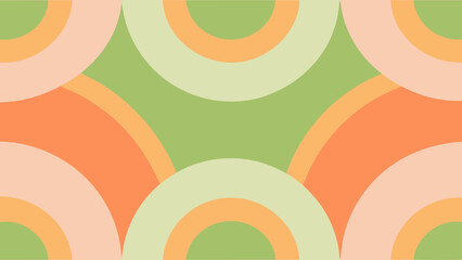 Repeating Pattern Of Overlapping Arcs In Pastel Orange Green And Peach Tones vector illustration