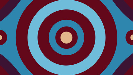 Concentric Circles Pattern in Burgundy, Blue, and Beige abstract geometric