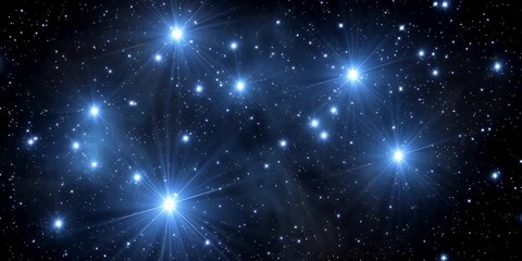 Pleiades star cluster in the evening sky - astronomy concept with sparkling stars