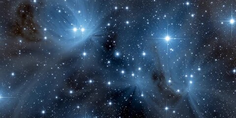 Pleiades star cluster in the evening sky - astronomy concept with sparkling stars