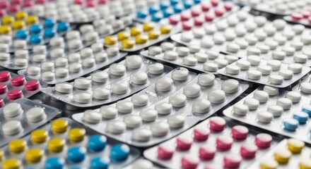 Obraz premium Assorted Blister Packs of Pills - Pharmaceutical Products for Healthcare.