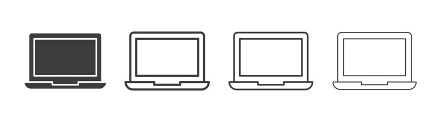 Laptop icons set vectors graphic designs