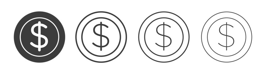 Coin icons set vectors graphic designs