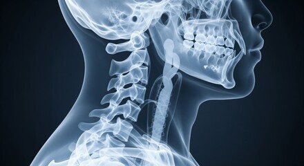Lateral X-ray Image of Human Neck and Skull.