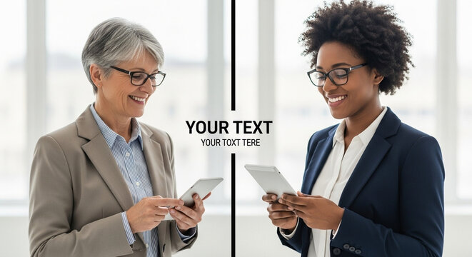 Portrait of mature Latin businesswoman ceo using computer, working in modern office. 40 years old woman doing online business data market analysis, planning tech strategy looking at camera, copy space