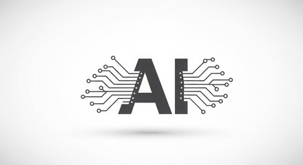 Ai letters with circuit board design on a white background representing artificial intelligence concept