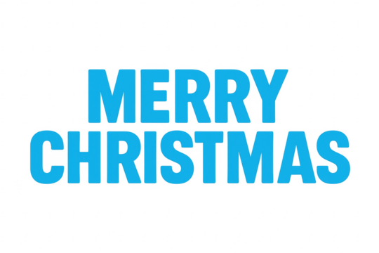 Merry christmas blue lettering over transparent background