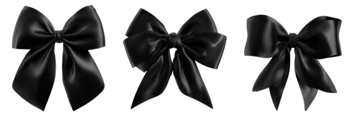 Three black satin bows