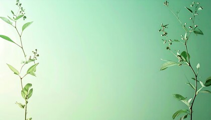 Fototapeta premium Green Plants on Gradient Background