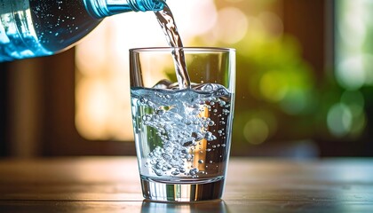 Water being poured into a glass