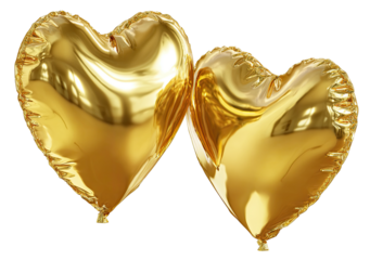 Two glossy, golden heart-shaped balloons (1)