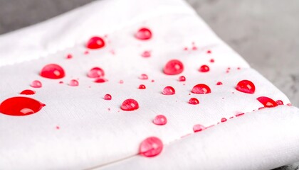 Water droplets on white fabric