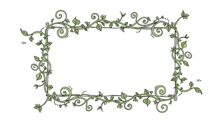Floral Vector Frame Illustration with Leaf Vines and Swirls in Decorative Style