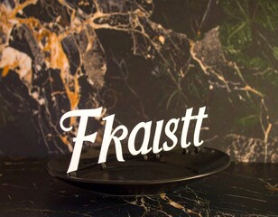 White lettering on black, decorative plate