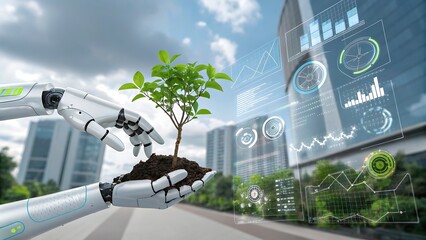 Robotic hand planting tree sapling