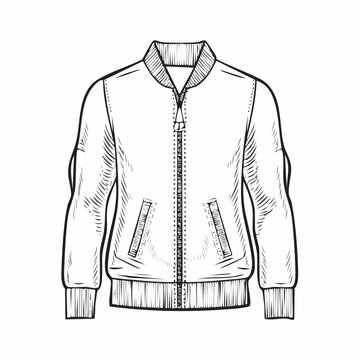 Quarter zip pullover line art vector illustration