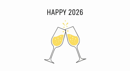 Happy new year 2026 happy new year 2026 celebration with champagne toast illustration for social media and greeting cards design vector