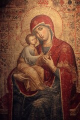 Religious iconography of madonna and child painting