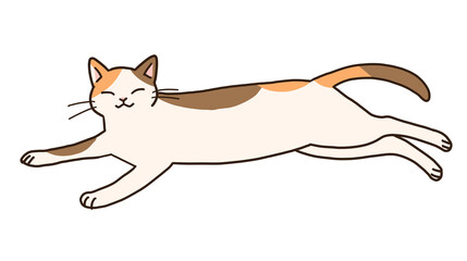 くつろいで伸びる猫のイラスト