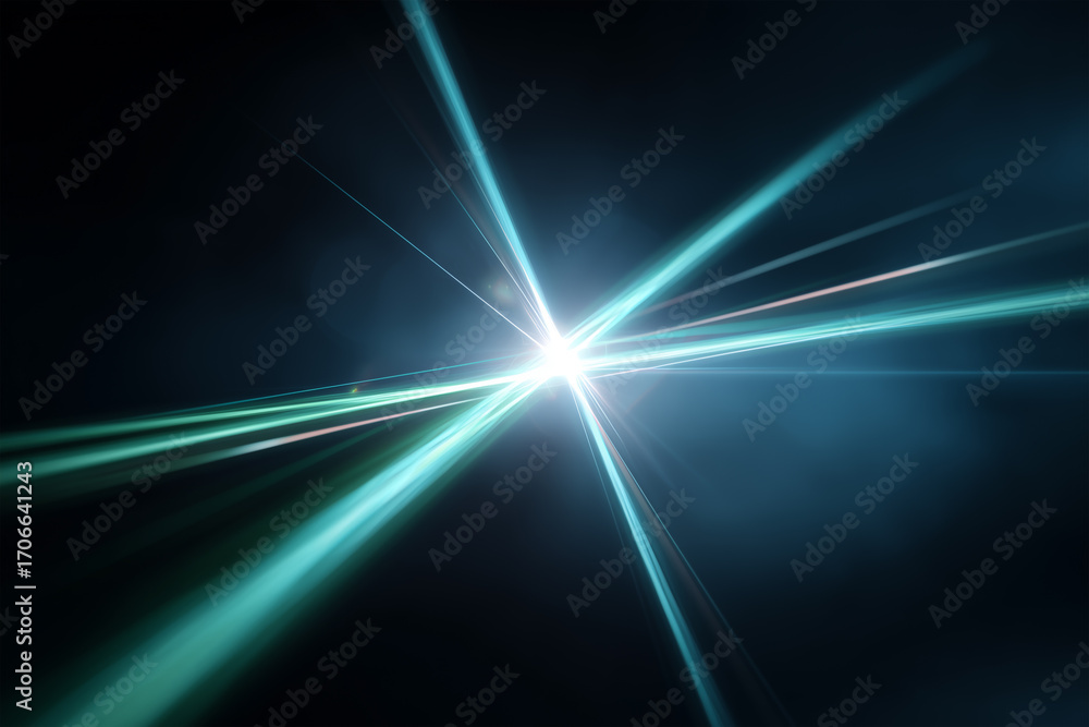 Poster bright light rays create a stunning visual effect in dark space