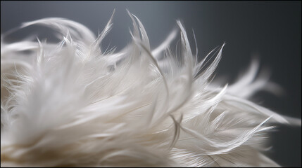 Delicate white feather wing detail, pristine and softly illuminated from above.