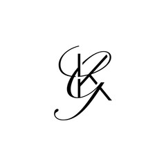 initial letter K with g script logo