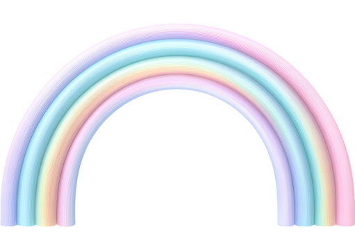 A pastel rainbow arch, with smooth, rounded bands of color, forming a full arc - Powered by Adobe