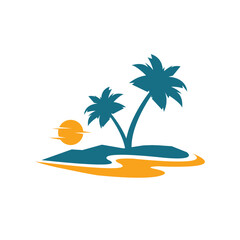 beach island vector simple modern logo