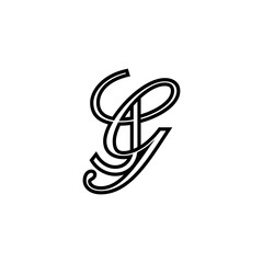 initial letter J with g script logo