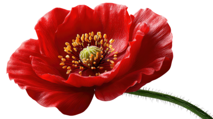 Vibrant Red Poppy: A close-up shot showcasing a stunning red poppy in full bloom, capturing the intricate details of its delicate petals and central core