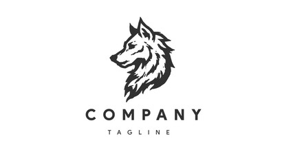 Wolf head vector silhouette design for a company logo