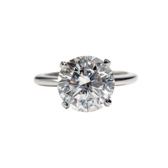 A solitaire round brilliant cut diamond ring.  Elegant, platinum band