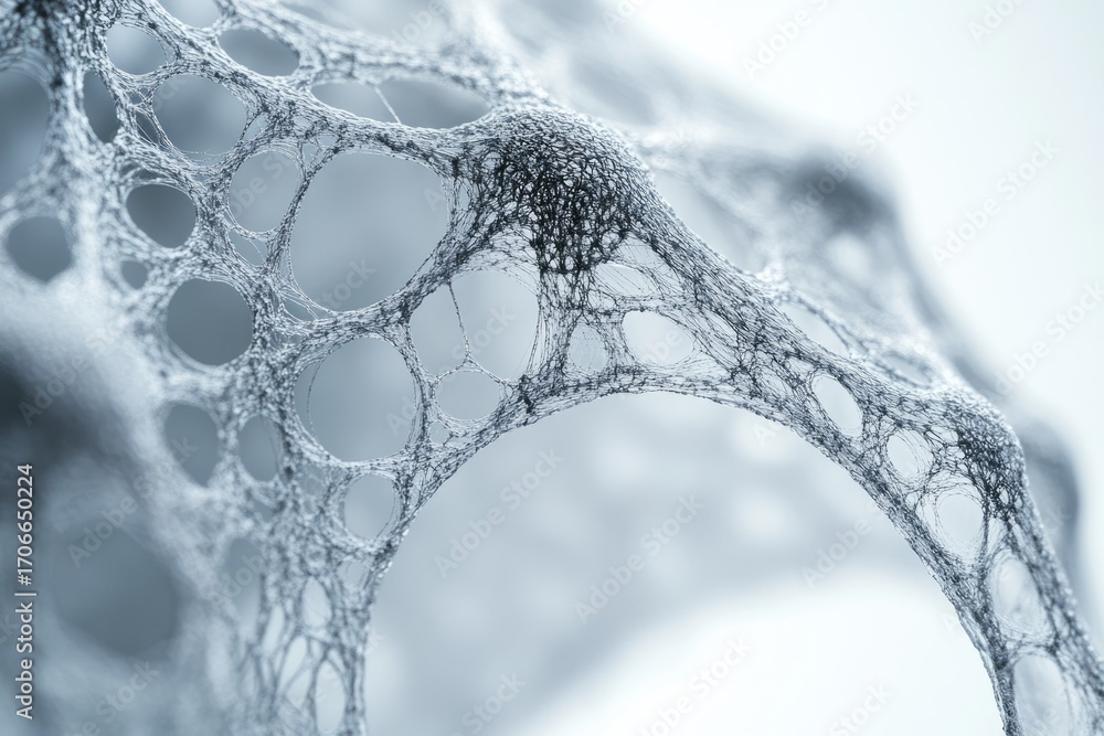 Poster Intricate network of thin, interconnected strands forming a complex, web-like structure.