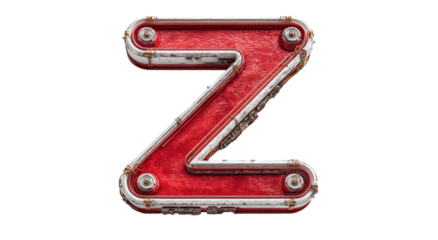 3D rendered letter Z, red, textured, industrial style