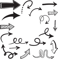 Hand-Drawn Arrow Collection on White Background