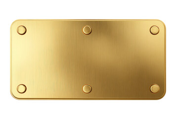 Gold metal plate, rectangular, smooth surface, with four mounting holes