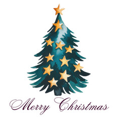 Merry Christmas Tree Clipart Design for Holiday Cheer