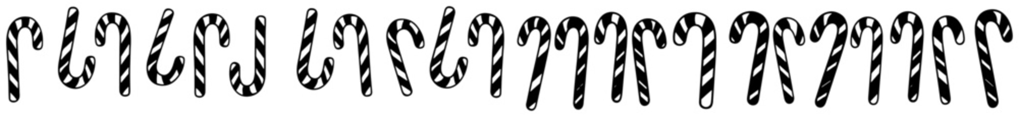 Candy Cane Border Seamless Christmas Pattern black shape vector laser cutting engraving monochrome print